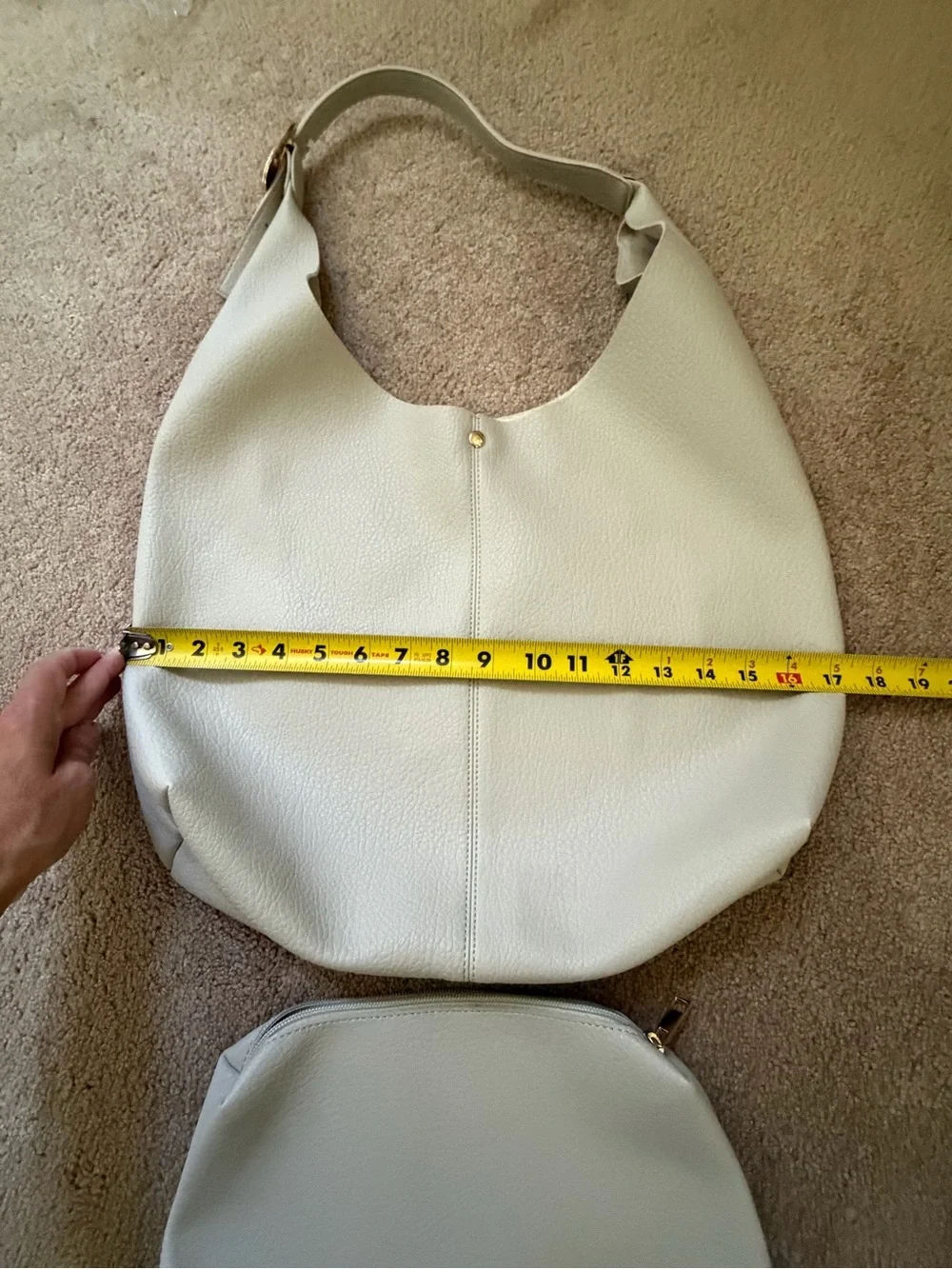new Anthropologie the love knot slouchy buckle bag + mini pouch light gray stone